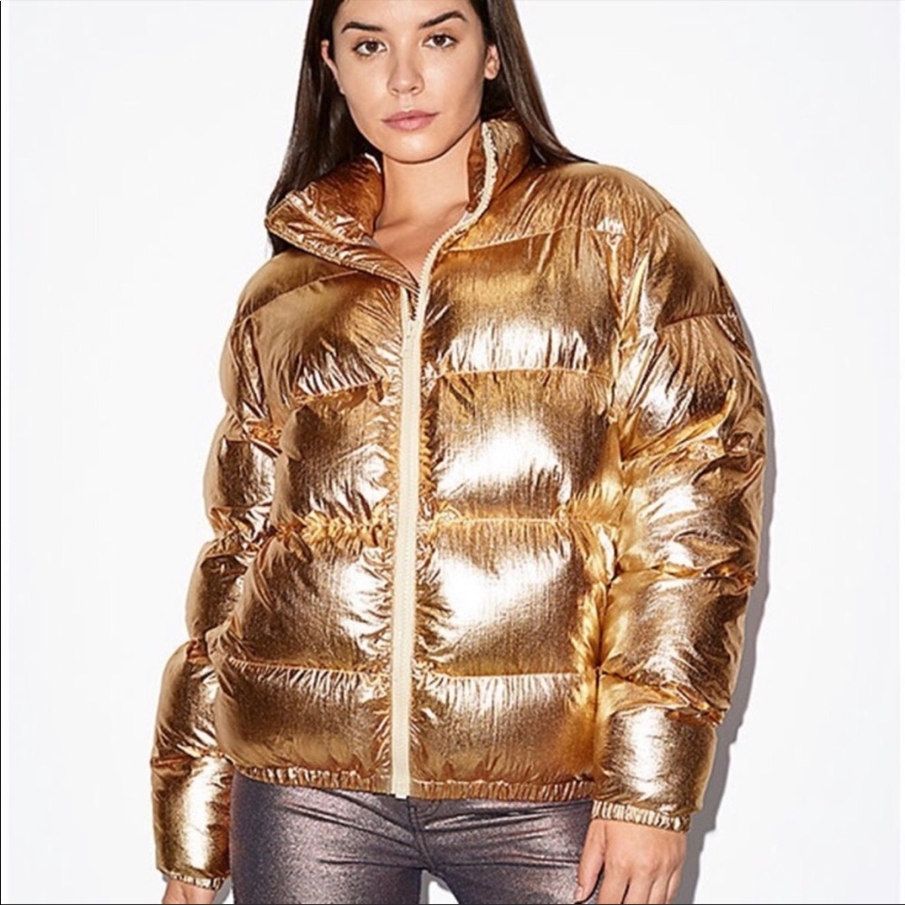 American Apparel bronze puffer jacket, never worn, size small